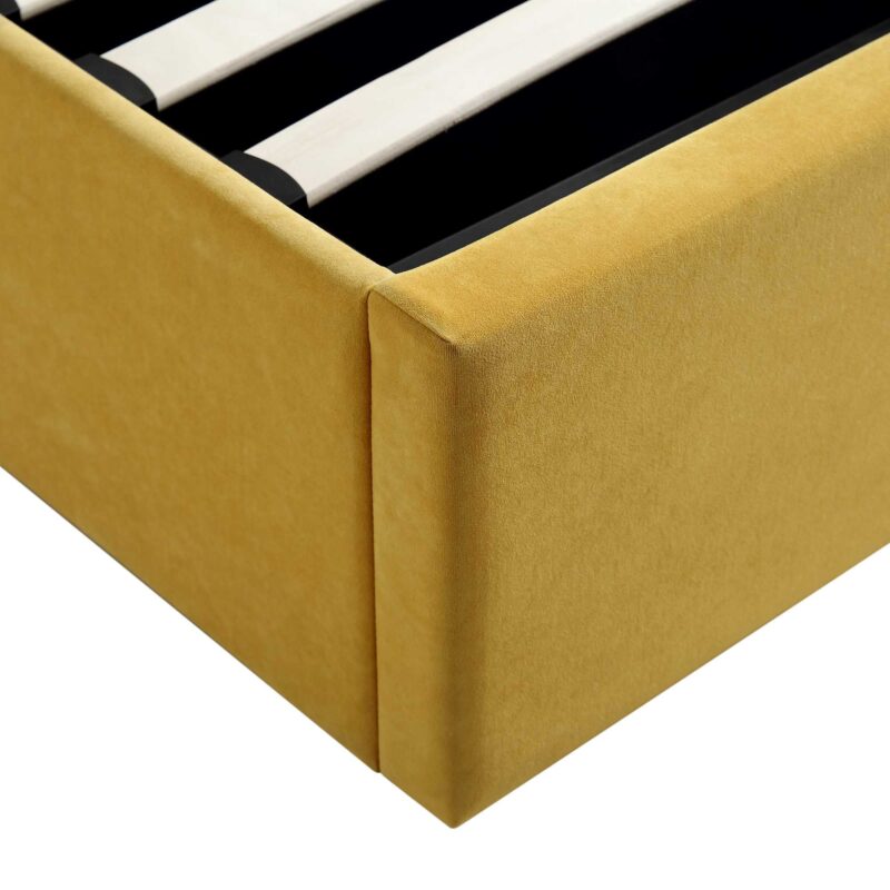 Archer Mustard Yellow Velvet Ottoman Storage Bed - Image 13