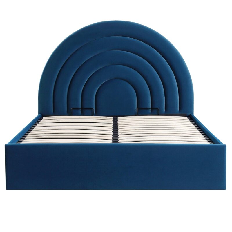 Archer Navy Blue Velvet Ottoman Storage Bed - Image 3