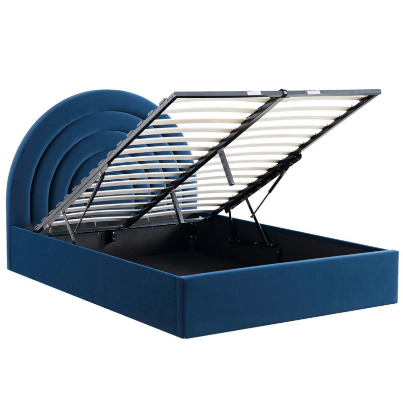 Archer Navy Blue Velvet Ottoman Storage Bed - Image 4
