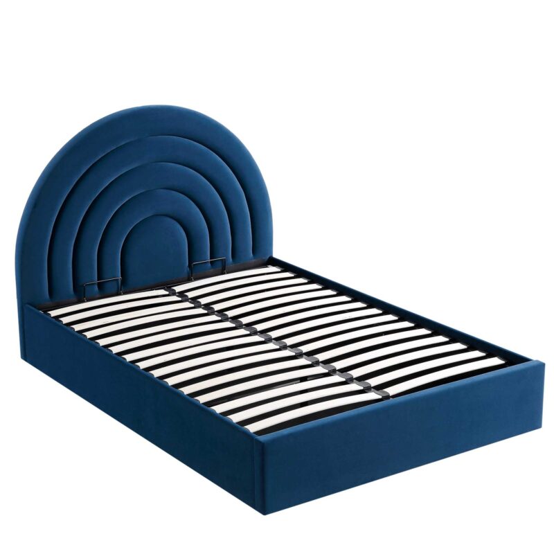 Archer Navy Blue Velvet Ottoman Storage Bed - Image 6