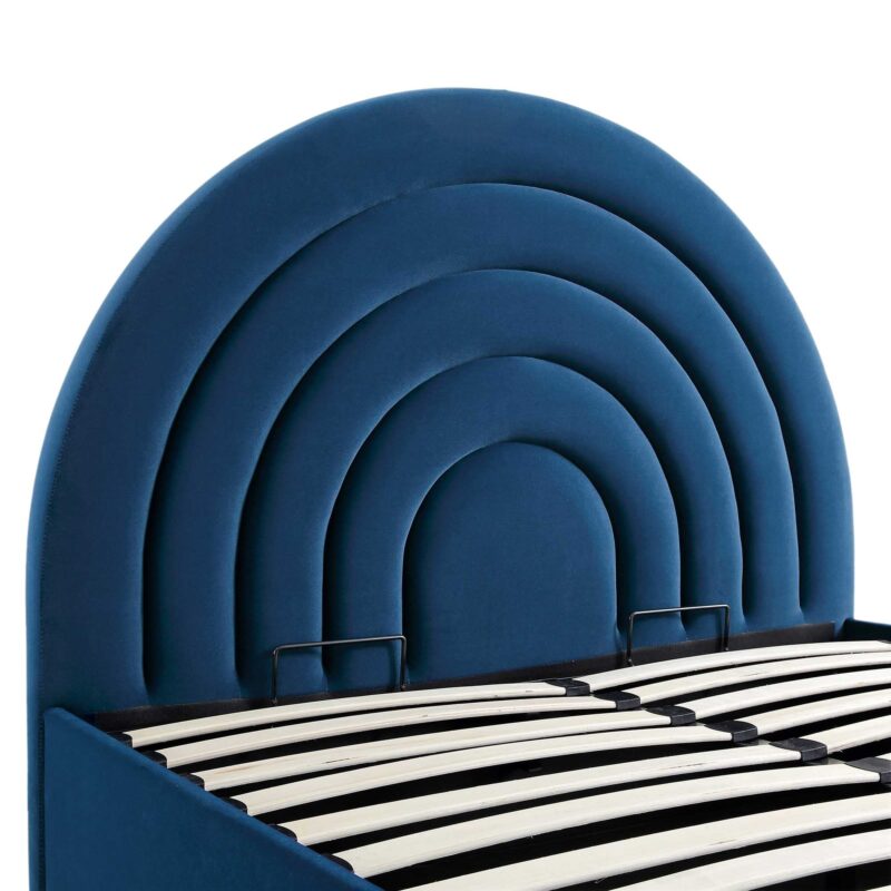 Archer Navy Blue Velvet Ottoman Storage Bed - Image 8