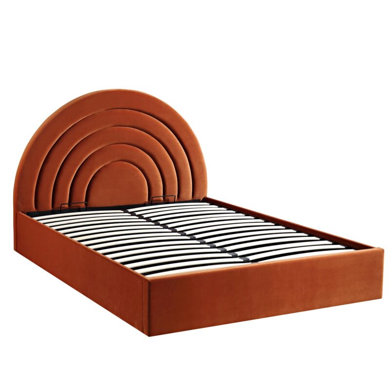 Archer Rust Velvet Ottoman Storage Bed - Image 5