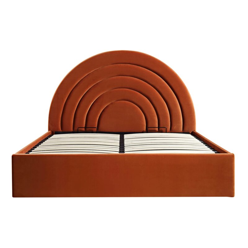 Archer Rust Velvet Ottoman Storage Bed - Image 6