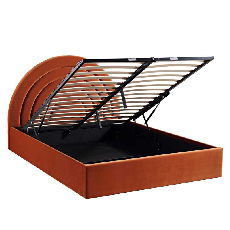 Archer Rust Velvet Ottoman Storage Bed - Image 8
