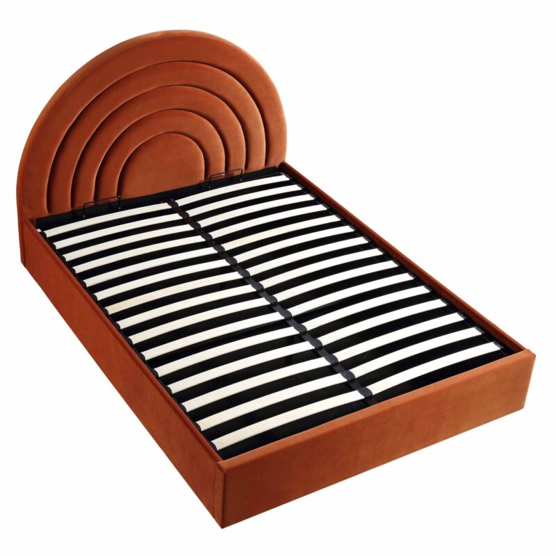 Archer Rust Velvet Ottoman Storage Bed - Image 9