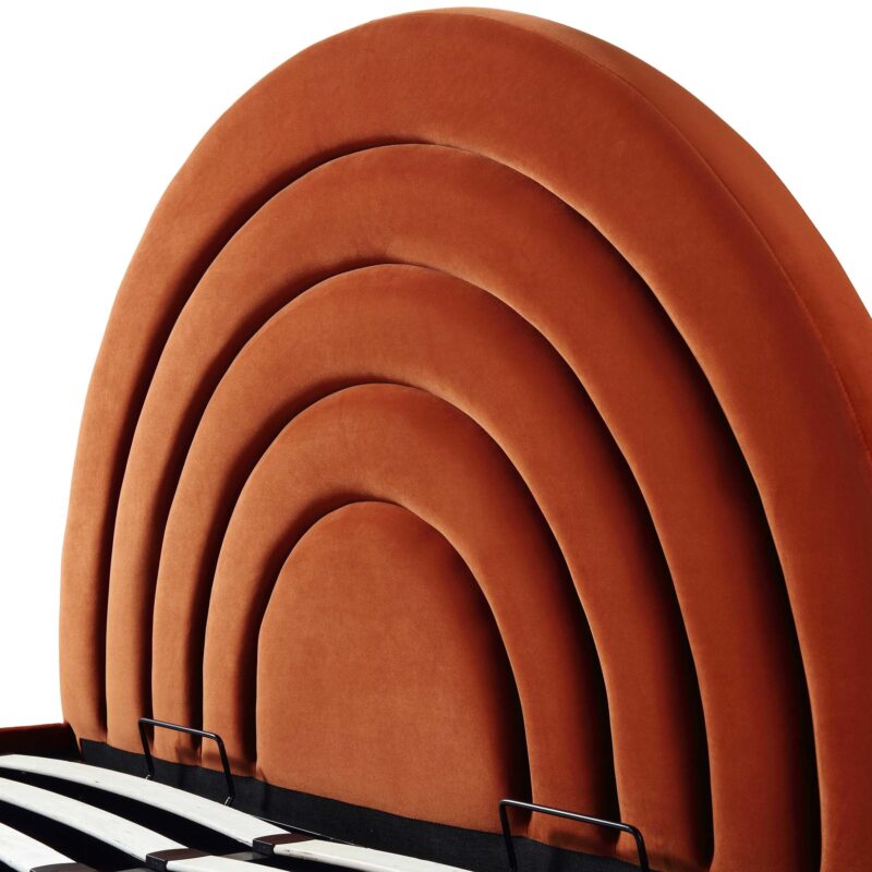 Archer Rust Velvet Ottoman Storage Bed - Image 11