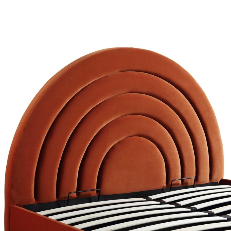 Archer Rust Velvet Ottoman Storage Bed - Image 12