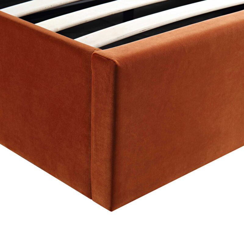 Archer Rust Velvet Ottoman Storage Bed - Image 14
