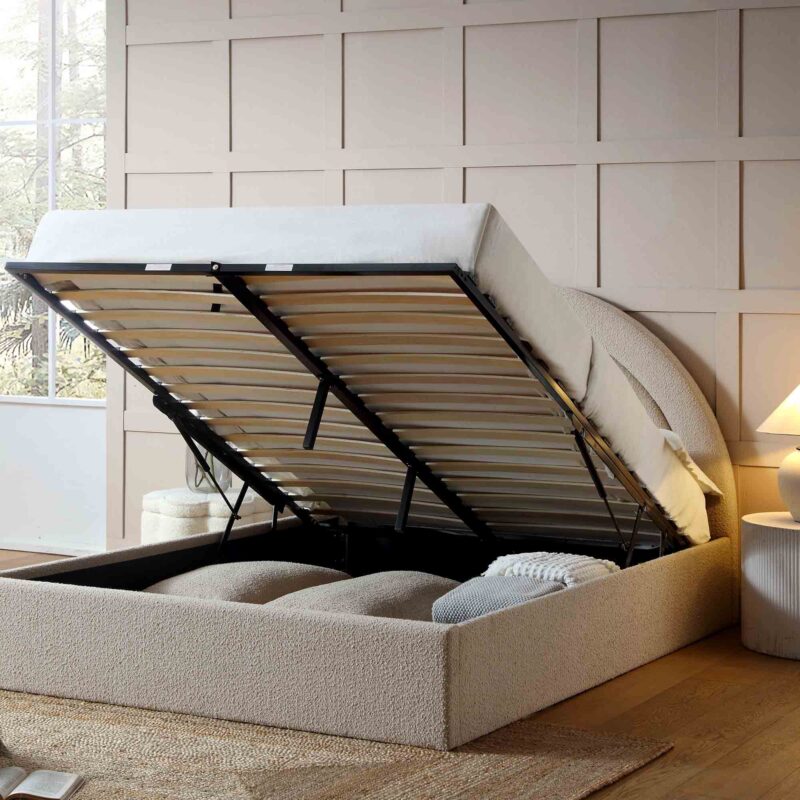 Archer Taupe Boucle Ottoman Storage Bed - Image 3