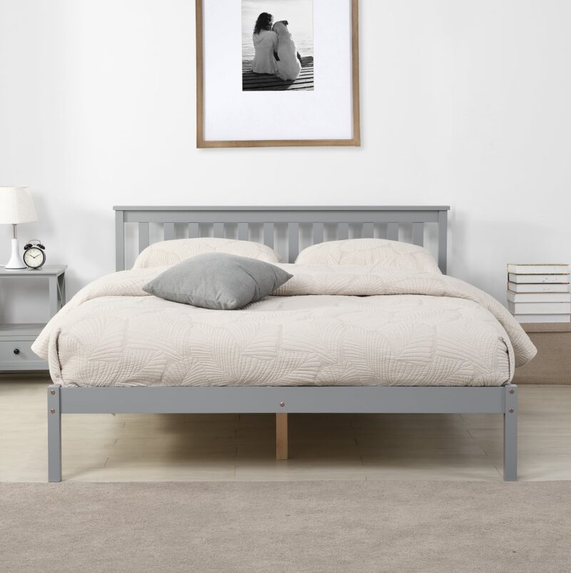 Linnelle Solid Wood Bed Frame in Grey - Image 2