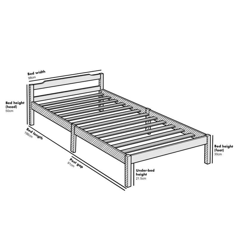 Curran Solid Wood Bed Frame in White UK Sizes - Image 7