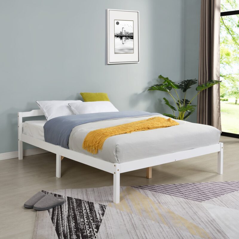 Curran Solid Wood Bed Frame in White UK Sizes - Image 3