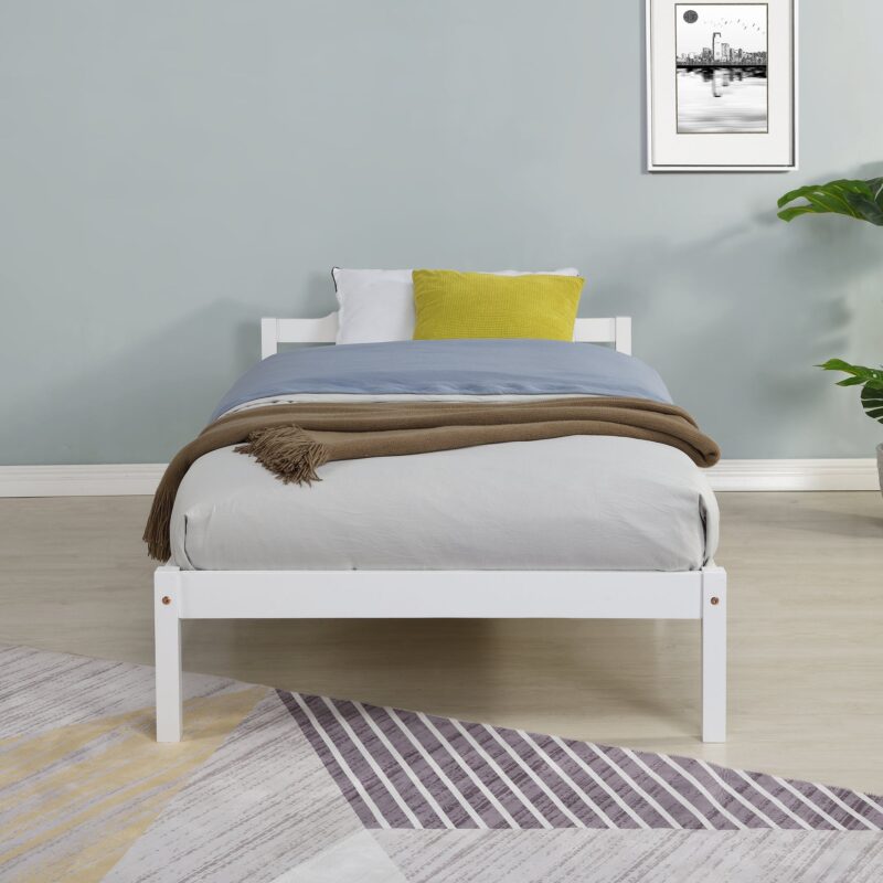 Curran Solid Wood Bed Frame in White UK Sizes - Image 2