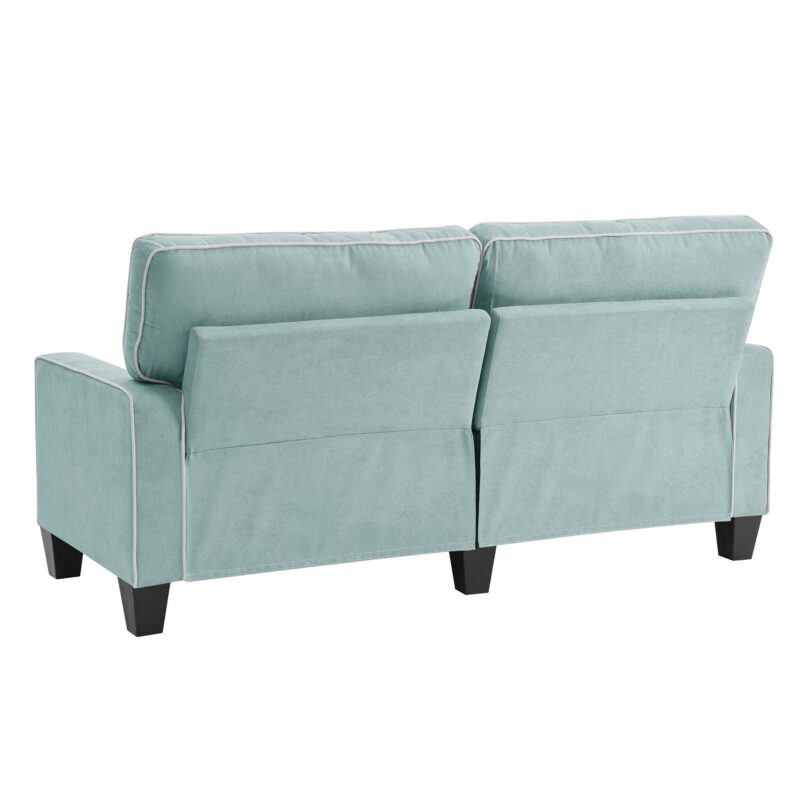 Sherbrook Large 2-Seater Mint Brushed Fabric Sofa with Contrasting Piping - Image 6