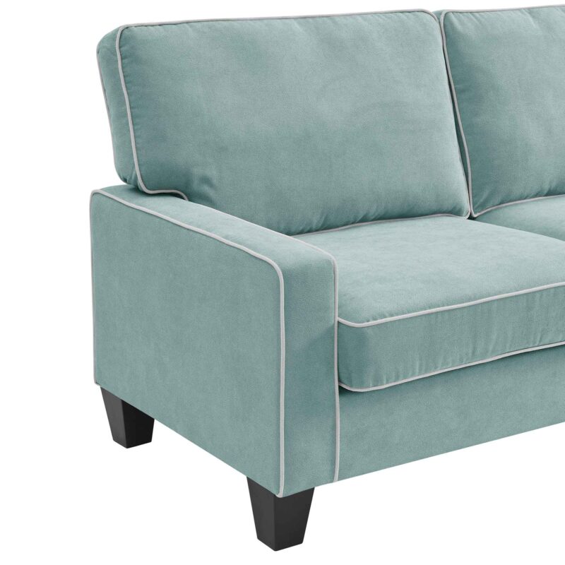 Sherbrook Large 2-Seater Mint Brushed Fabric Sofa with Contrasting Piping - Image 7