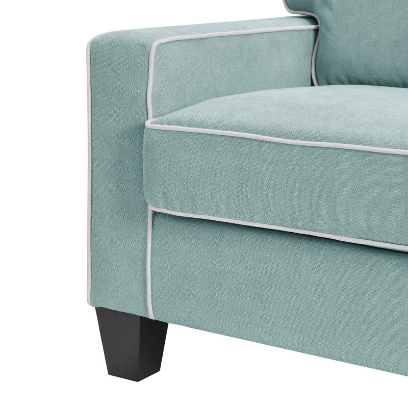 Sherbrook Large 2-Seater Mint Brushed Fabric Sofa with Contrasting Piping - Image 8