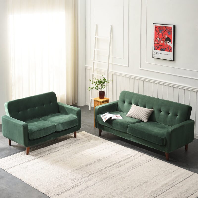 Clarence Sofa Range in Green Velvet - Image 8