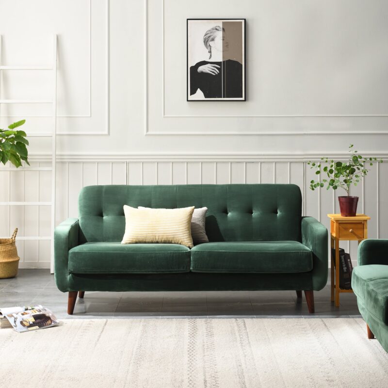 Clarence Sofa Range in Green Velvet - Image 4