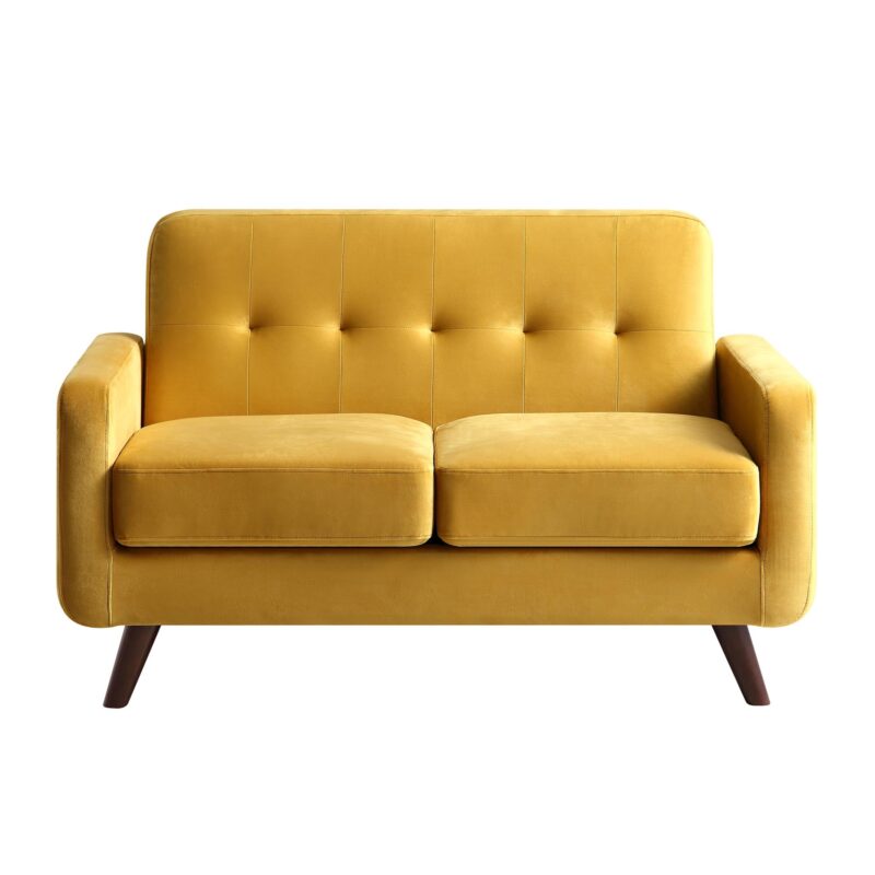 Clarence 2-Seater Sofa in Mustard Yellow Velvet - Image 3