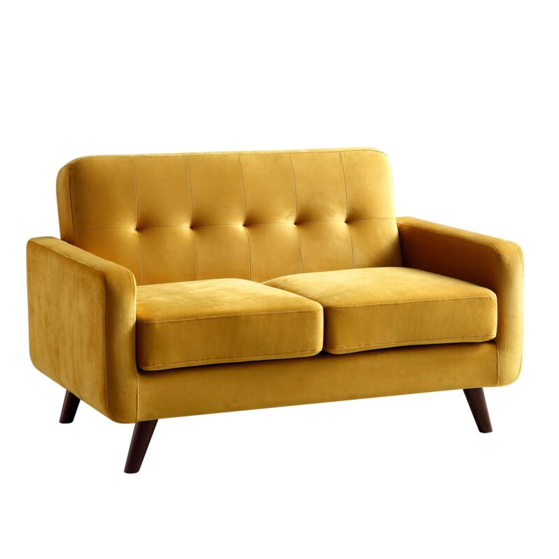 Clarence 2-Seater Sofa in Mustard Yellow Velvet - Image 4