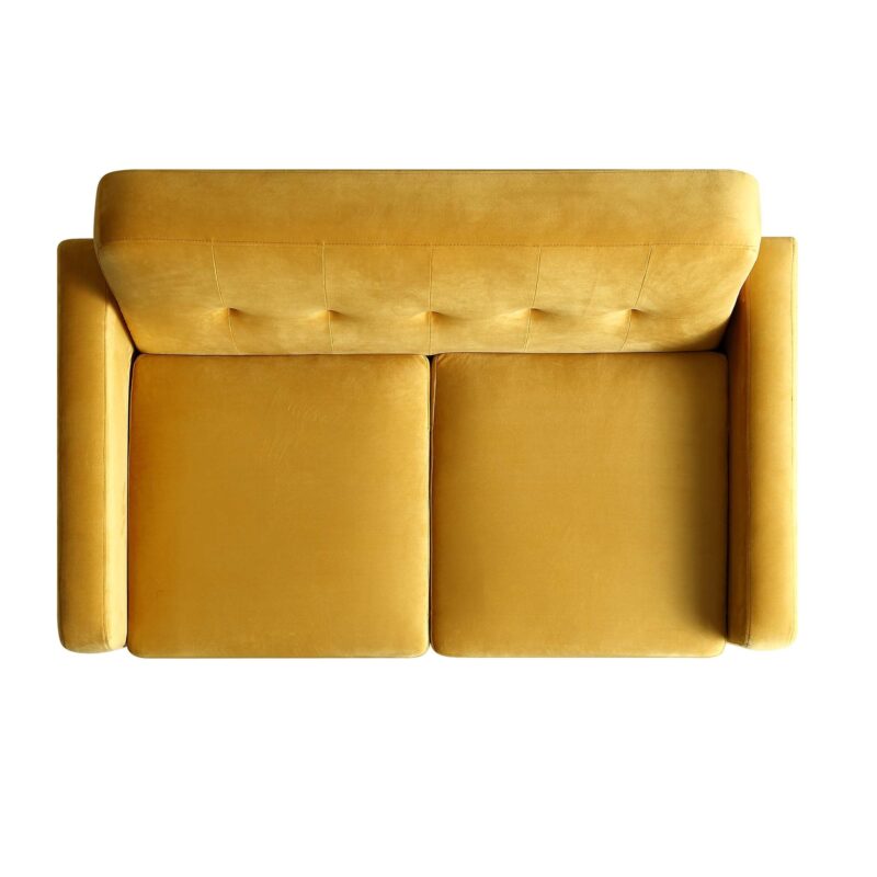 Clarence 2-Seater Sofa in Mustard Yellow Velvet - Image 6