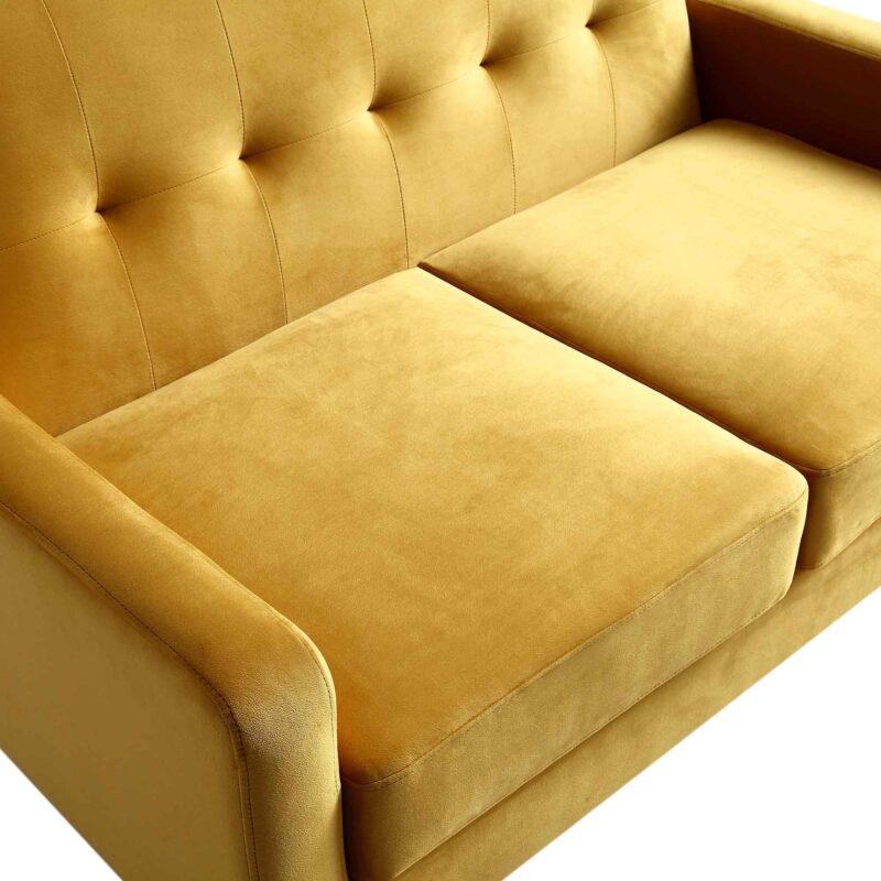 Clarence 2-Seater Sofa in Mustard Yellow Velvet - Image 9