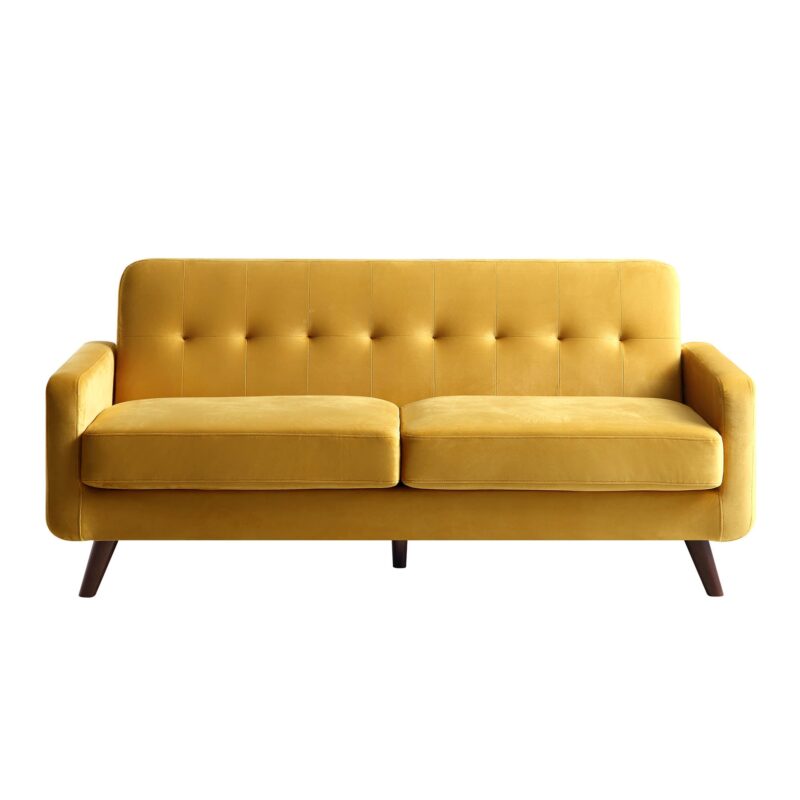 Clarence 3-Seater Sofa in Mustard Yellow Velvet - Image 3
