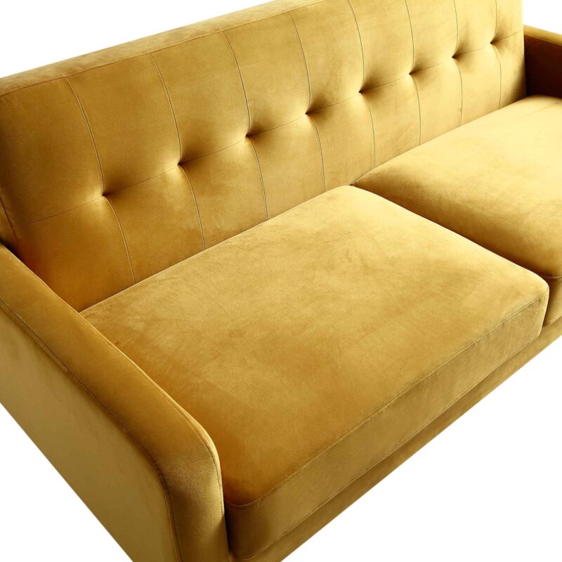 Clarence 3-Seater Sofa in Mustard Yellow Velvet - Image 9