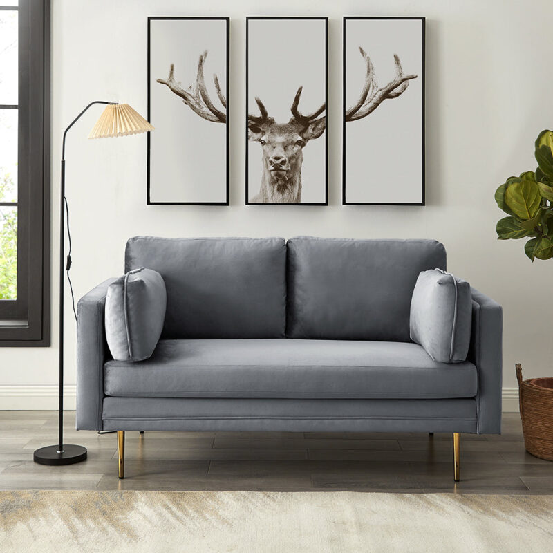 Pelham Grey Velvet Fabric Sofa - Image 4