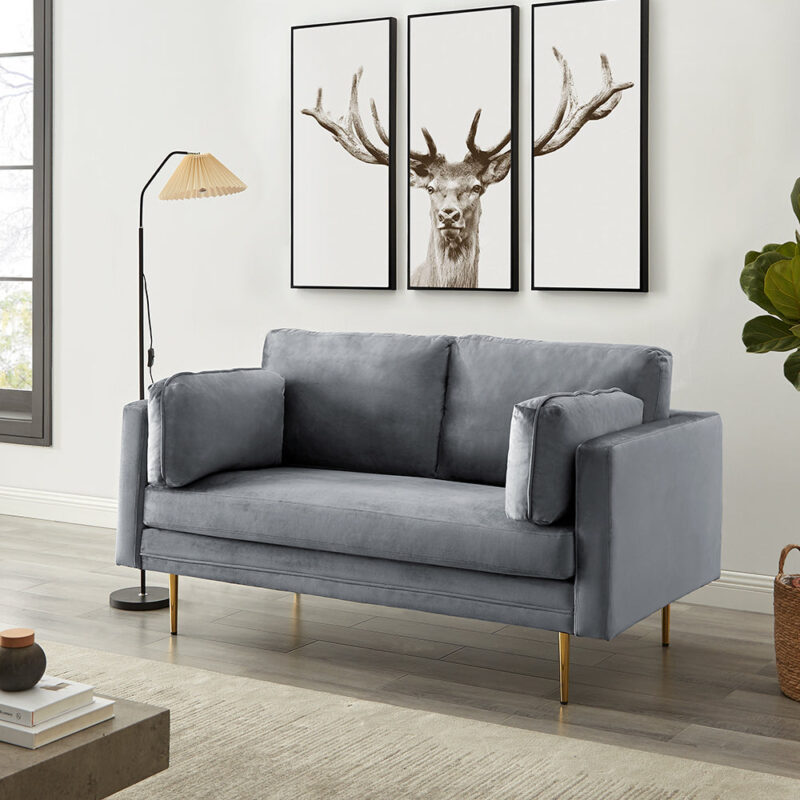 Pelham Grey Velvet Fabric Sofa - Image 5