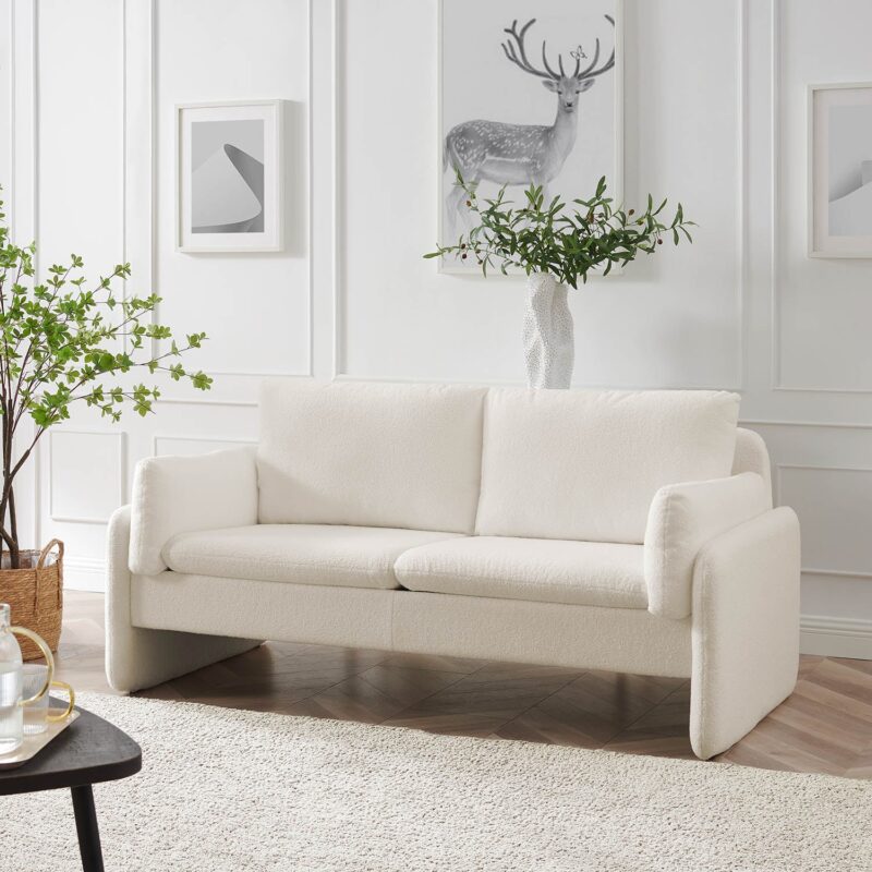 Clapham 2-Seater Ecru Boucle Sofa - Image 2