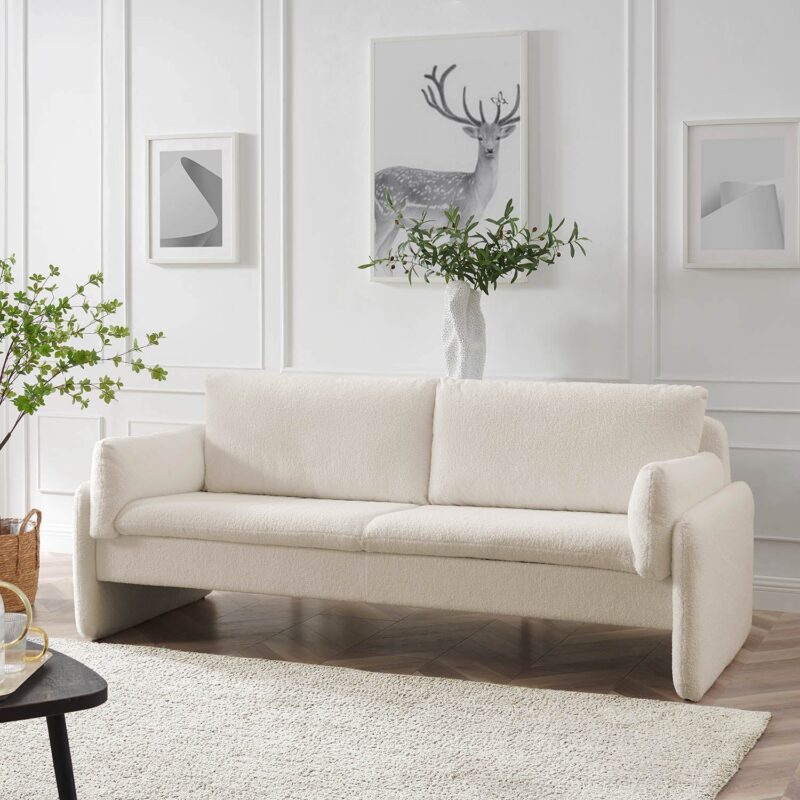 Clapham 3-Seater Ecru Boucle Sofa - Image 2