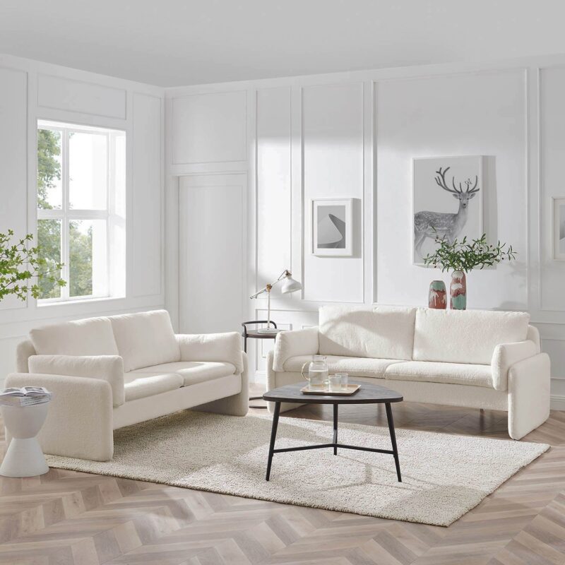 Clapham 2-Seater Ecru Boucle Sofa - Image 3