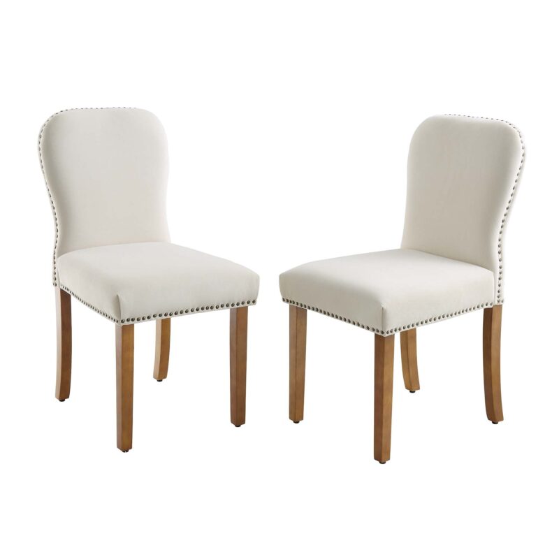 Stanway Set of 2 Champagne Velvet Dining Chairs - Image 2