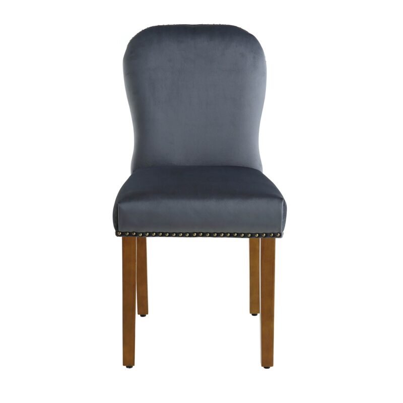 Stanway Set of 2 Grey Velvet Dining Chairs - Image 3