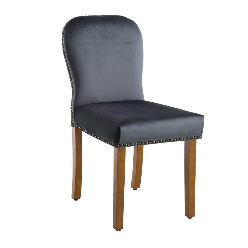 Stanway Set of 2 Grey Velvet Dining Chairs - Image 5