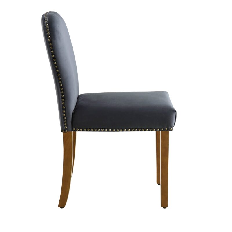 Stanway Set of 2 Grey Velvet Dining Chairs - Image 6