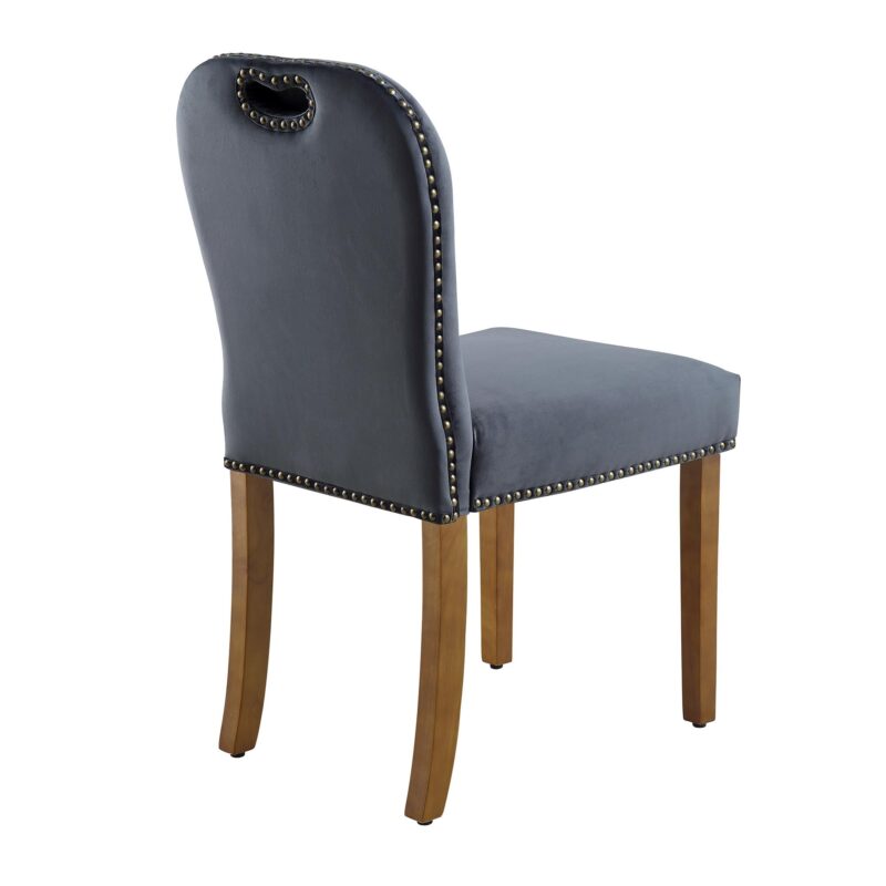 Stanway Set of 2 Grey Velvet Dining Chairs - Image 7