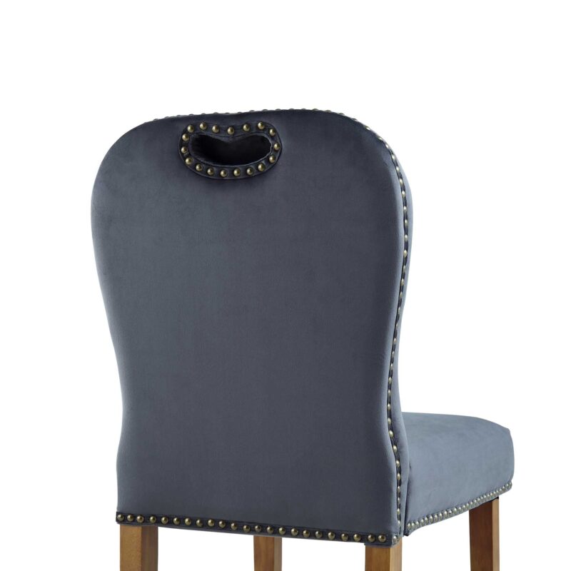 Stanway Set of 2 Grey Velvet Dining Chairs - Image 9