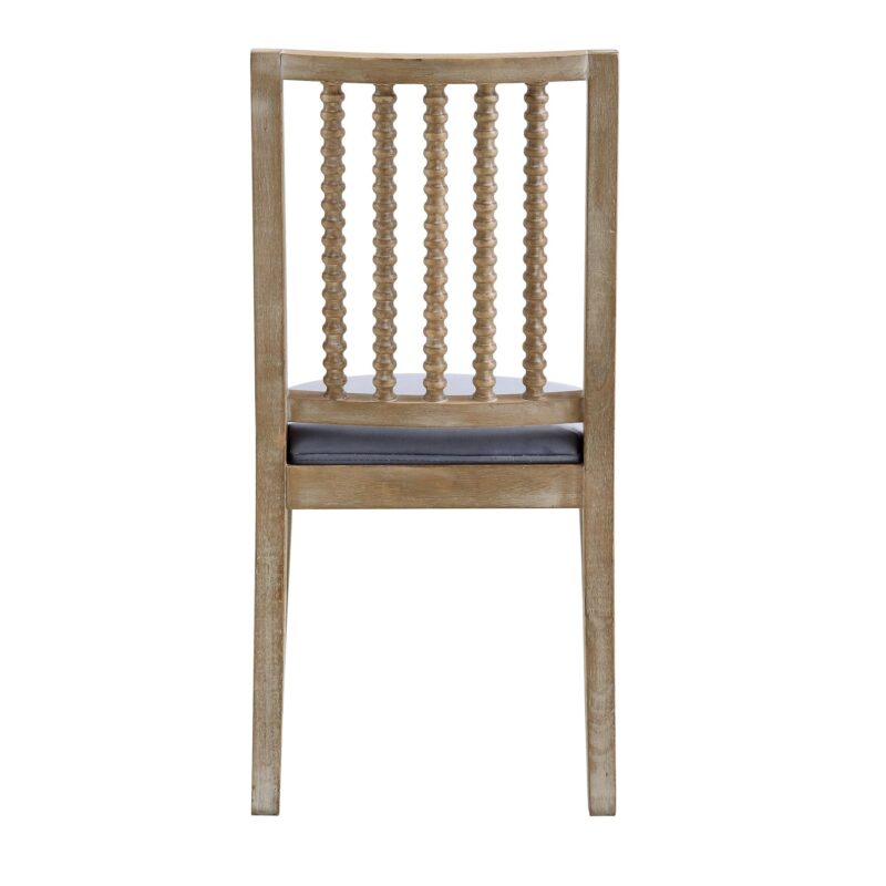 Hemingford Set of 2 Blue Grey Velvet Bobbin Spindle Dining Chair - Image 8