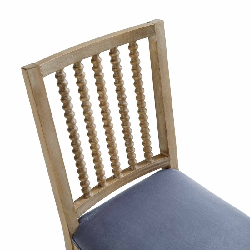 Hemingford Set of 2 Blue Grey Velvet Bobbin Spindle Dining Chair - Image 9