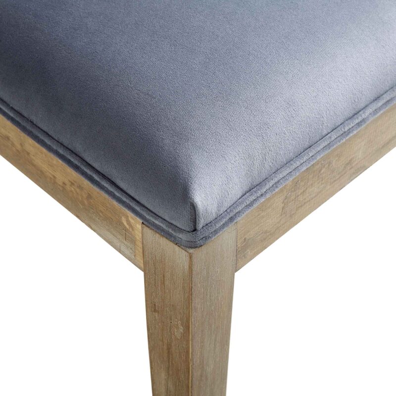Hemingford Set of 2 Blue Grey Velvet Bobbin Spindle Dining Chair - Image 10