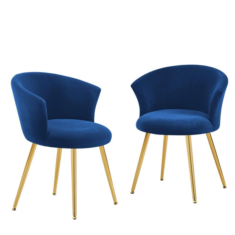 Kylie Set of 2 Blue Velvet Dining Chairs - Image 3