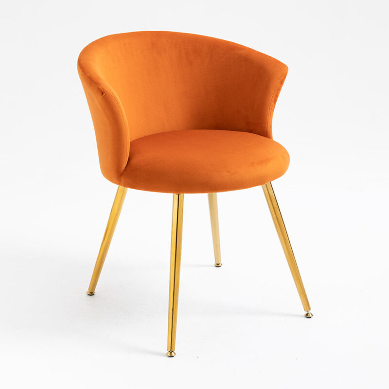 Kylie Set of 2 Orange Velvet Dining Chairs - Image 4