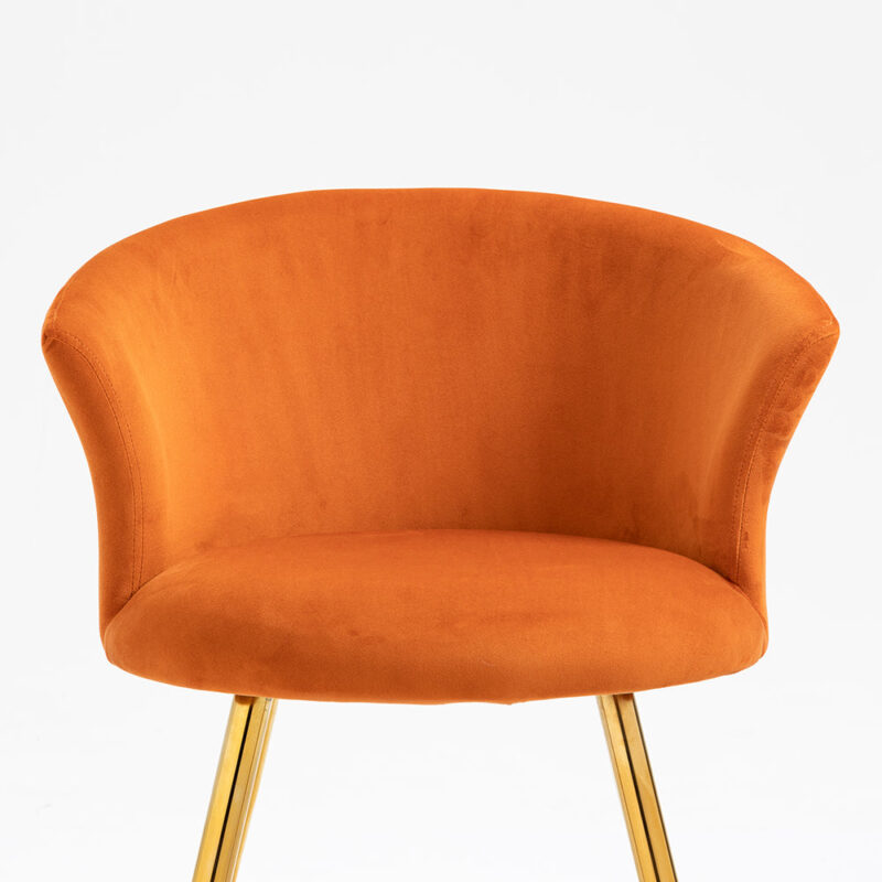 Kylie Set of 2 Orange Velvet Dining Chairs - Image 9