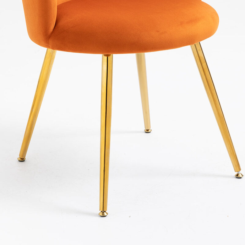 Kylie Set of 2 Orange Velvet Dining Chairs - Image 10