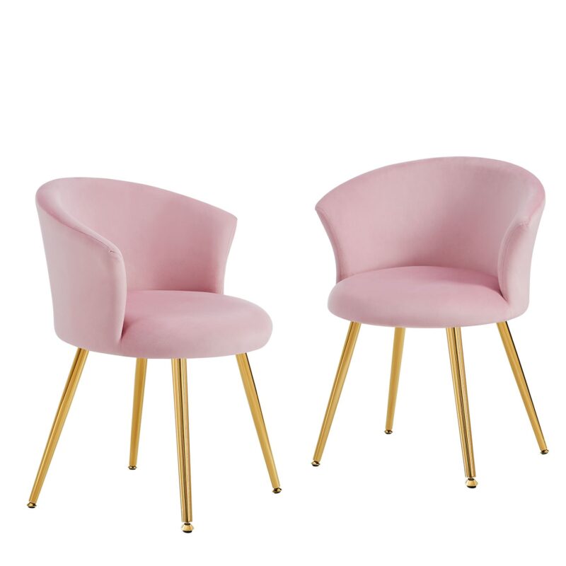 Kylie Set of 2 Pink Velvet Dining Chairs - Image 8