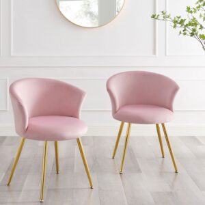 Kylie Set of 2 Pink Velvet Dining Chairs