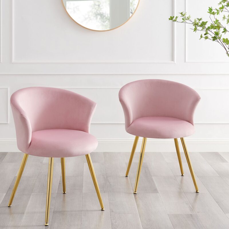 Kylie Set of 2 Pink Velvet Dining Chairs