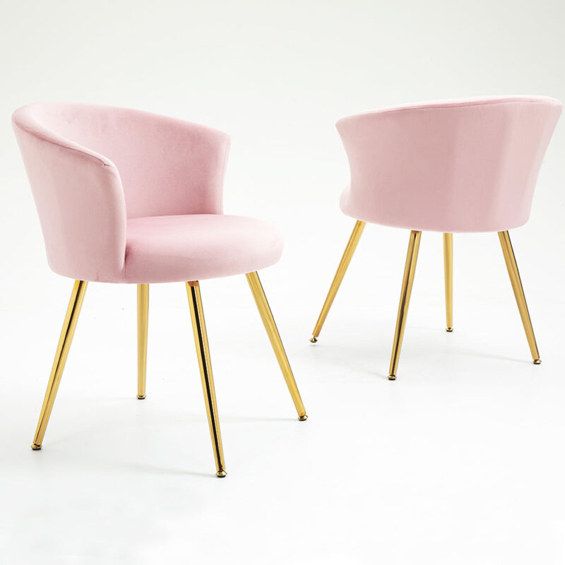 Kylie Set of 2 Pink Velvet Dining Chairs - Image 2